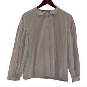 Collect Something That’s Not Art luxurious 100% Silk Grey blouse top S